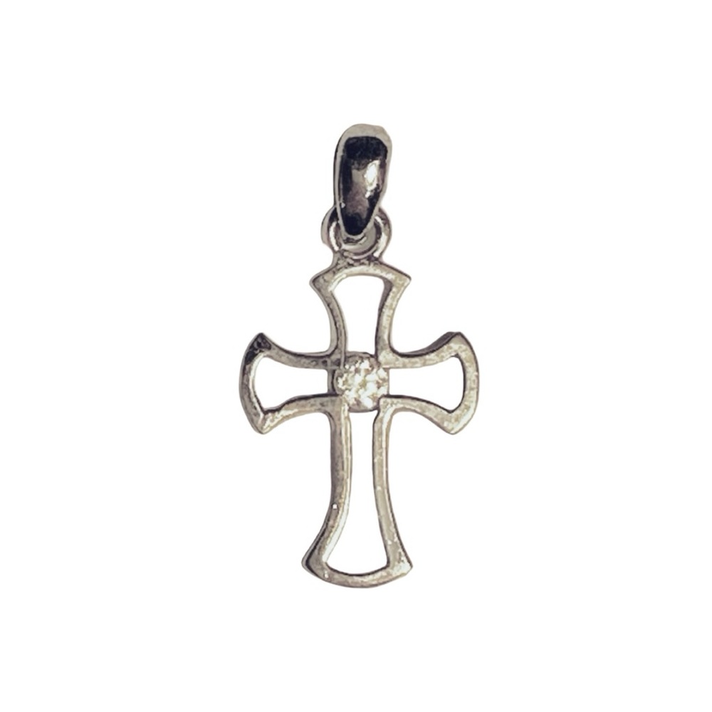 14K White Gold Tiny Cross Crucifix Pendant | Small, Solid Gold, Minimalist